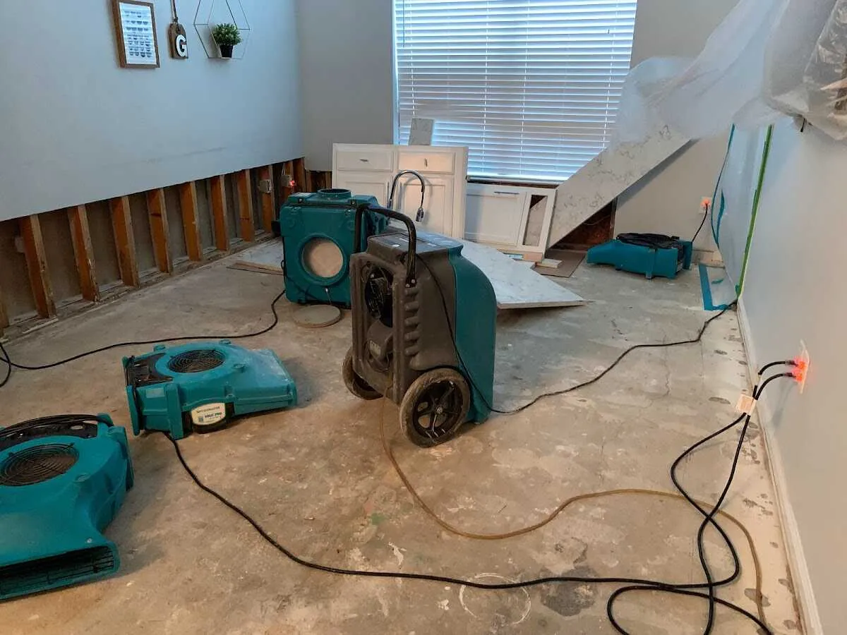 Dehumidifier in flood-cut room for Water Damage Restoration in Millington
